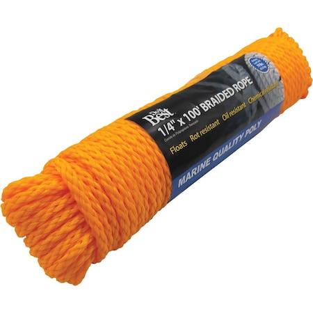 Do It Best 1/4'' x 100 Ft. Yellow Braided Polypropylene Packaged Rope 729590