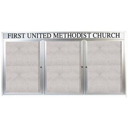 Aarco Outdoor Enclosed Bulletin Board w/ Al Frame Header, Clear Satin Anodized Finish, Neutral 36''Hx72''W ODCC3672-3RH