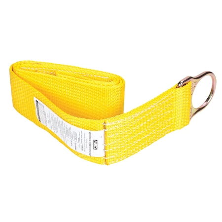 Msa Safety Anchorage Connector Strap, Yellow Nylon, Single D-ring, 5' 505282