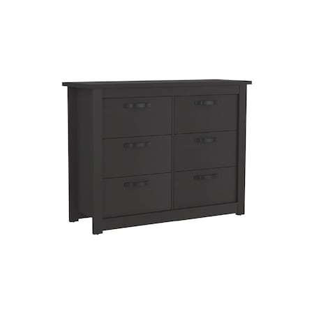 Homeroots 36" Black Wood Six Drawer Double Dresser 534965