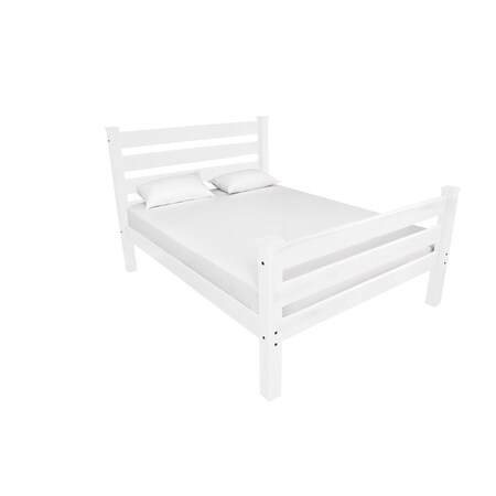 Homeroots White Solid Wood Full Bed Frame 546960