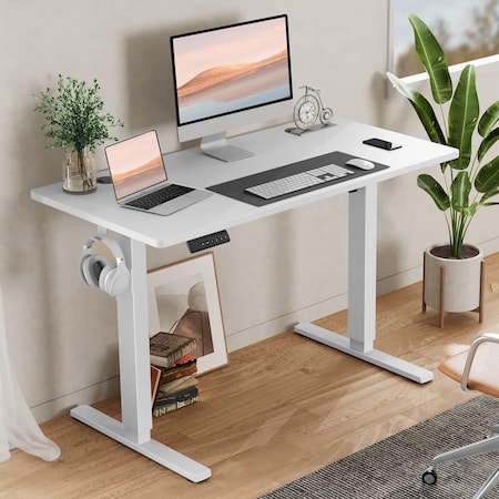 Simple Deluxe Electric Standing Desk, Adjustable Height Stand up Desk, 24x40 Inches Sit Stand up Desk with Cable 3A88TDESKP4024V3WHT