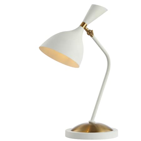 Jonathan Y Albert 21.5" Iron Retro Mid-Century LED Table Lamp, White/Gold JYL9065B