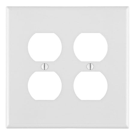 Leviton Wall Plate, Duplex Outlet, White, Nylon PJ82-W