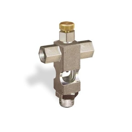 Oil-Rite Cross Sight Feed Valve w/1/8in. Inlet, Solid Gasket - Handwheel, 1/8in. Female NPT, 1/8in. Male NPT B1628-212B2HW