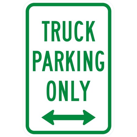 Lyle Truck Parking Only with Bidirectional Arrow, 12x18, Engineer Grade, White G-3324-EG_12x18
