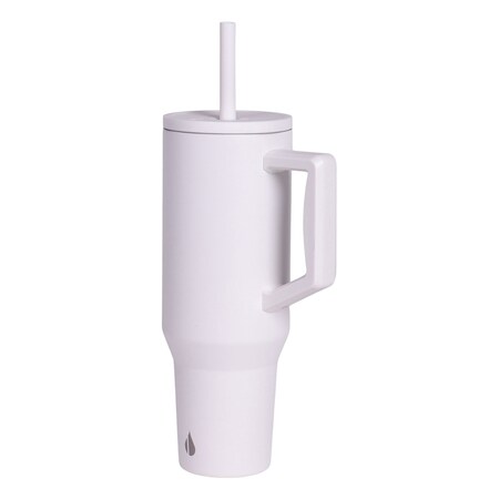 Elemental Commuter Series Stainless Steel 40-Oz Commuter Insulated Tumbler with 2 Straws and Handle, White ET40WH12