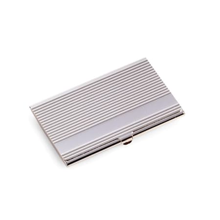 Bey Berk International Bey-Berk International  Silver Plated Business Card Case with Lined Design D261