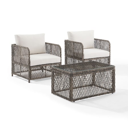 Crosley Granite Bay 3-Piece Wicker Outdoor Chair Set KO70363ST-CR