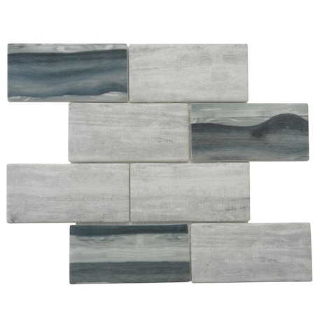 Apollo Tile Gray Beige 11.5 in x 11.5 in Recycled Glass Matte Floor and Wall Subway 9.18 sqft/case, 10PK APLNNR8807GRA