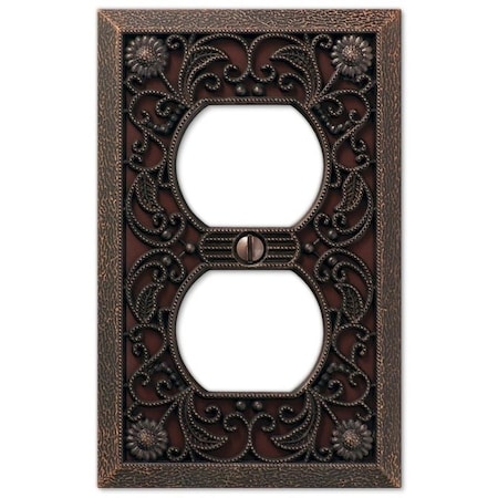 Amerelle Wallplate, 4-1/2 in L, 2-13/16 in W, 1 -Gang, Metal, Aged Bronze 65DDB