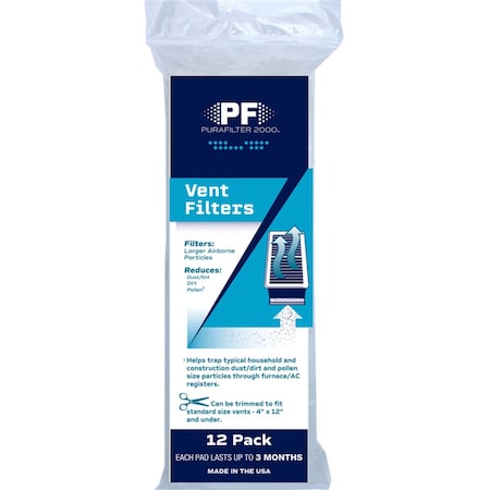 Protect Plus Industries Protect Plus  12 x 4 in. Purafilter 2000 Rectangular Vent Filter, 12PK PR8486