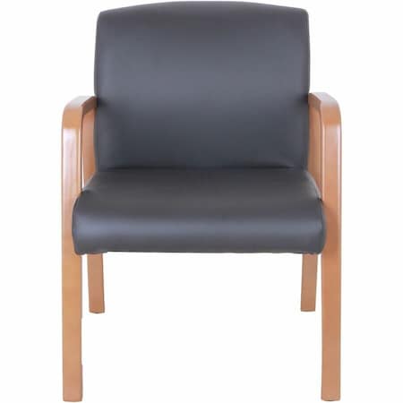 Lorell Guest Chair, Wood Back, 24 in W 26.6" L 33.3" H, Fixed, Bonded Leather Seat LLR20026