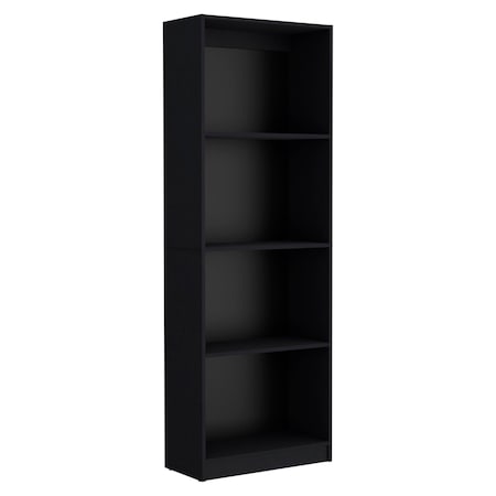 Homeroots 71" Black Five Tier Bookcase with Two doors 546341