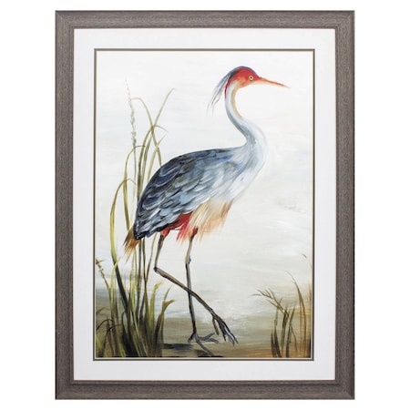 Homeroots 36" X 27" Heron Brown Wood Tone Framed Wall Art 365878