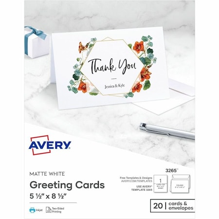 Avery Half-Fold Greeting Cards, Matte, 5, PK20 3265