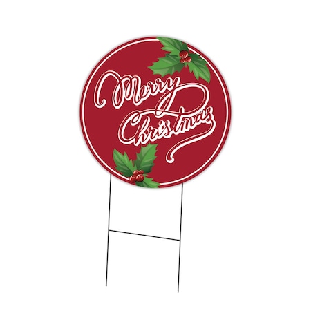 Signmission Merry Christmas 2 Double Sided Corrugated Plastic Circle Yard Sign C-24-CIR-DS-WS- Merry Christmas