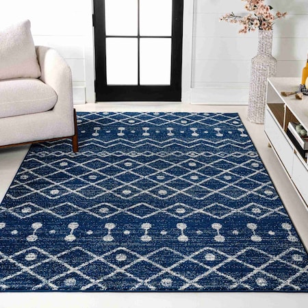 Jonathan Y Aksil Moroccan Beni Souk Navy/Cream 3 ft. x 5 ft. Area Rug MOH208G-3