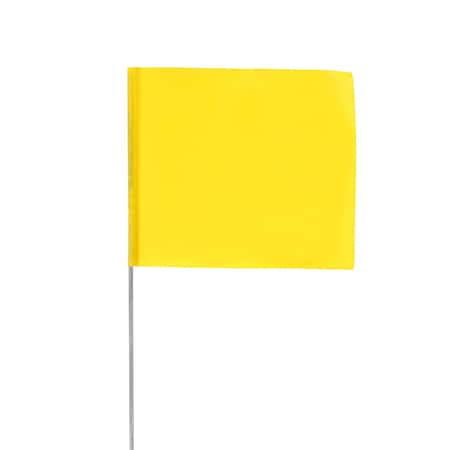 Zoro Select Marking Flag, Vinyl, 18" Wire Staff, Blank, 18" L., 100 PK 2318Y-200