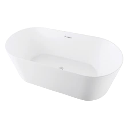 Kingston Brass 54" Acrylic Oval Double Ended Freestanding Tub with Drain, Glossy White VTOV543023