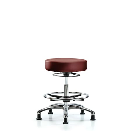 Blue Ridge Ergonomics Vinyl Stool, Chrome, Med Bench, Foot Ring, Glides, Taupe BR-VMBSO-CR-CF-RG-8815