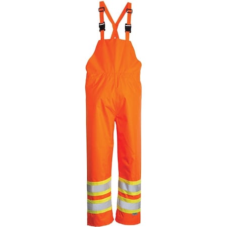 Viking Hi-Visibility Rain Bib Pants, Polyester, Polyurethane, 33 in Inseam, 42 in Waist, Orange, 2XL 6323PO-XXL