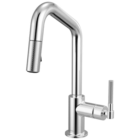 Brizo Litze Pull-Down Prep Faucet with Angle Spout, Knurled Handle Chrome 63963LF-PC
