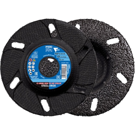 Pferd Grinding disc, CC-GRIND VIEW, 5in x 7/8, SGP STEELOX VICTOGRAIN, Ceramic 61158