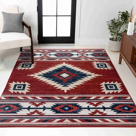 Jonathan Y Serape Medallion Southwestern Red/Navy/Cream 3 ft. x 5 ft. Area Rug SWC100A-3