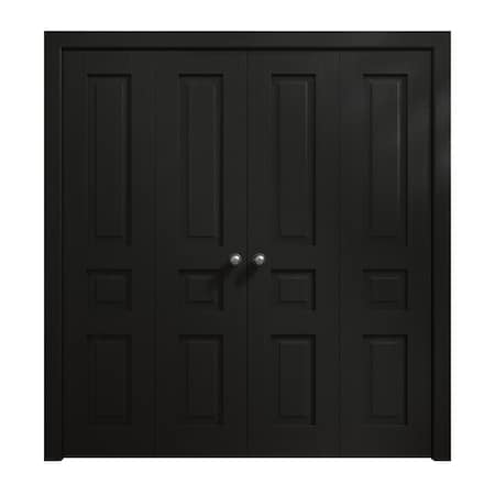 Sartodoors Sliding Closet Double Bi-fold Doors 96 x 96 inches, Ego 5012 Painted Black Oak, Sturdy Tracks Mold EGO5012DBF-CHK-96x96 (4* 24x96)