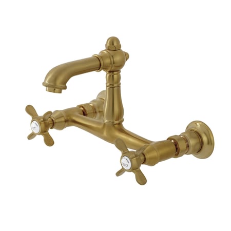 Kingston Brass Double-Handle Wall Mount Bathroom Faucet, Brushed Brass KS7257BEX
