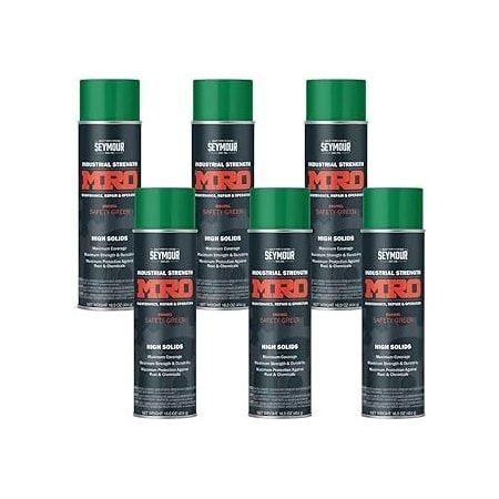 Seymour Midwest MRO Industrial High-Solids Spray Paint, Safety Green, 16 oz, 6PK 6201452