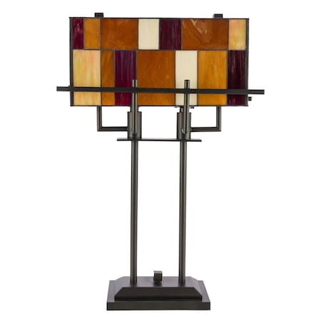 Lavish Home Stained Glass Tiffany Table Lamp, Bronze, 16.25 inx6.75 inx24 in 72-TIFF-12