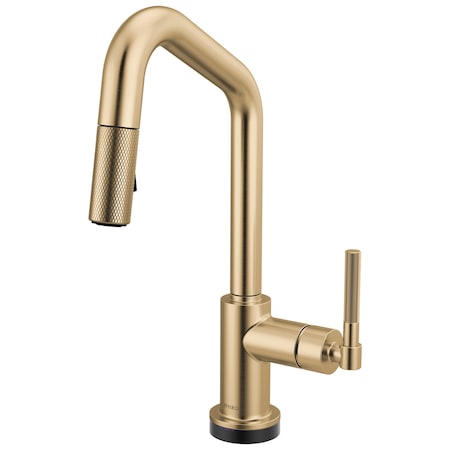 Brizo Litze Smarttouch Pull-Down Prep Faucet with Angle Spout, Knurled Handle Luxe Gold 64963LF-GL