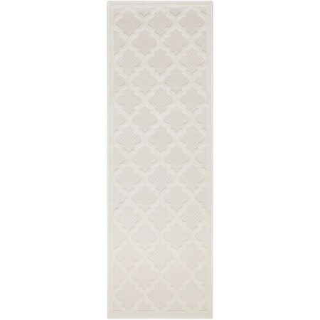Homeroots 6' Ivory And White Geometric Indoor Outdoor Area Rug 556290