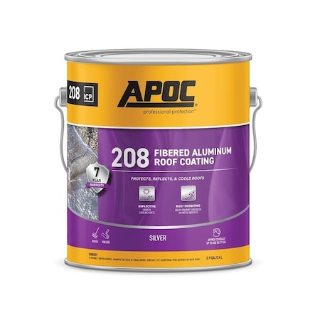 Apoc AP-208 Series Fibered Aluminum Roof Coating, Bright Silver, 1 gal, Pail, Liquid AP-2081