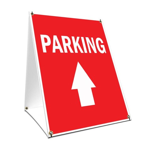 Signmission Parking With Up Arrow, 24 Inch x 18 Inch A-frame Yard Sign, Plastic Sign SBC-1824-Parking With Up Arrow