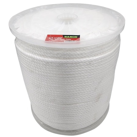 Baron Rope, 1/4 in Dia, 1000 ft L, 133 lb Working Load, Nylon/Poly, White 54802