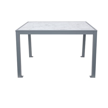 Bfm Seating Surf Inlay 4-Leg Bolt-Down Table 32x48 - Carrara Top - Soft Gray Frame - Umbrella hole optional PH4L3248CRSG