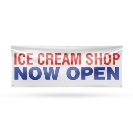 Signmission Ice Cream Shop Now Open, 24 Inch x 72 Inch, Vinyl Banner B-72-30704