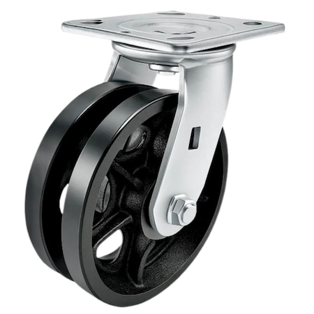 Hyw Products Heavy Duty Caster 6in V-Groove Wheel, Swivel 40-60S-A1-VG