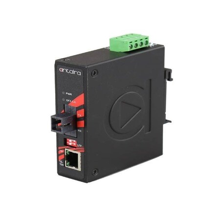 Antaira Compact Industrial Gigabit Ethernet Media Converter, with 10/100/1000TX IMC-C1000-WB-S1-T