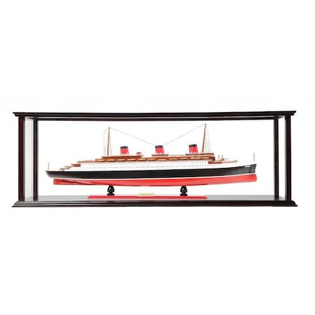 Homeroots 15" Black and Red Solid Wood Hand Painted Normandie Large Display Case Model Boat 401888