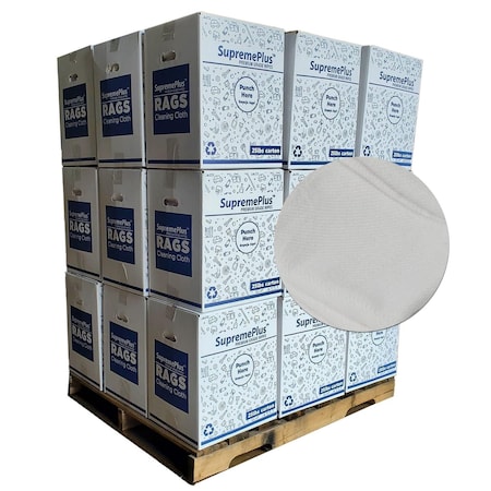 Supremeplus New White Heavyweight Cotton Rags, 675 lbs. Pallet, 27x 25 lbs. Boxes, 27PK SP-2534