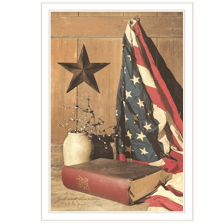 Homeroots God and Country 7 White Framed Print Wall Art 404595