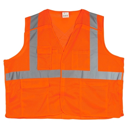 Jj Keller 5-Point Breakaway Safety Vest, Hook & Loop, Type R Class 2, Orange, 4XL/5XL, SAFEGEAR 58044