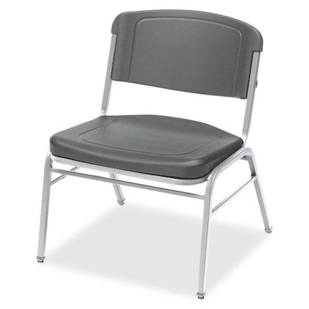 Iceberg Rough n Ready Big and Tall Stack Chair, Charcoal Seat and Back, Silver Frame, Up to 500lbs, 4 PK 64127