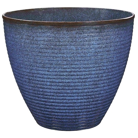 Landscapers Select Wave Planter, 18 in Dia, 15 in H, Round, Resin, Blue, Blue Wave PT-S007