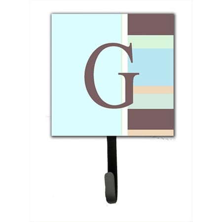 Carolines Treasures Letter G Initial Monogram - Blue Stripes Leash Holder Or Key Hook CJ1003-GSH4