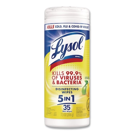 Lysol Disinfecting Wipes, 1-Ply, 7 x 7.25, Lemon and Lime Blossom, White, 35 Wipes 19200-81145